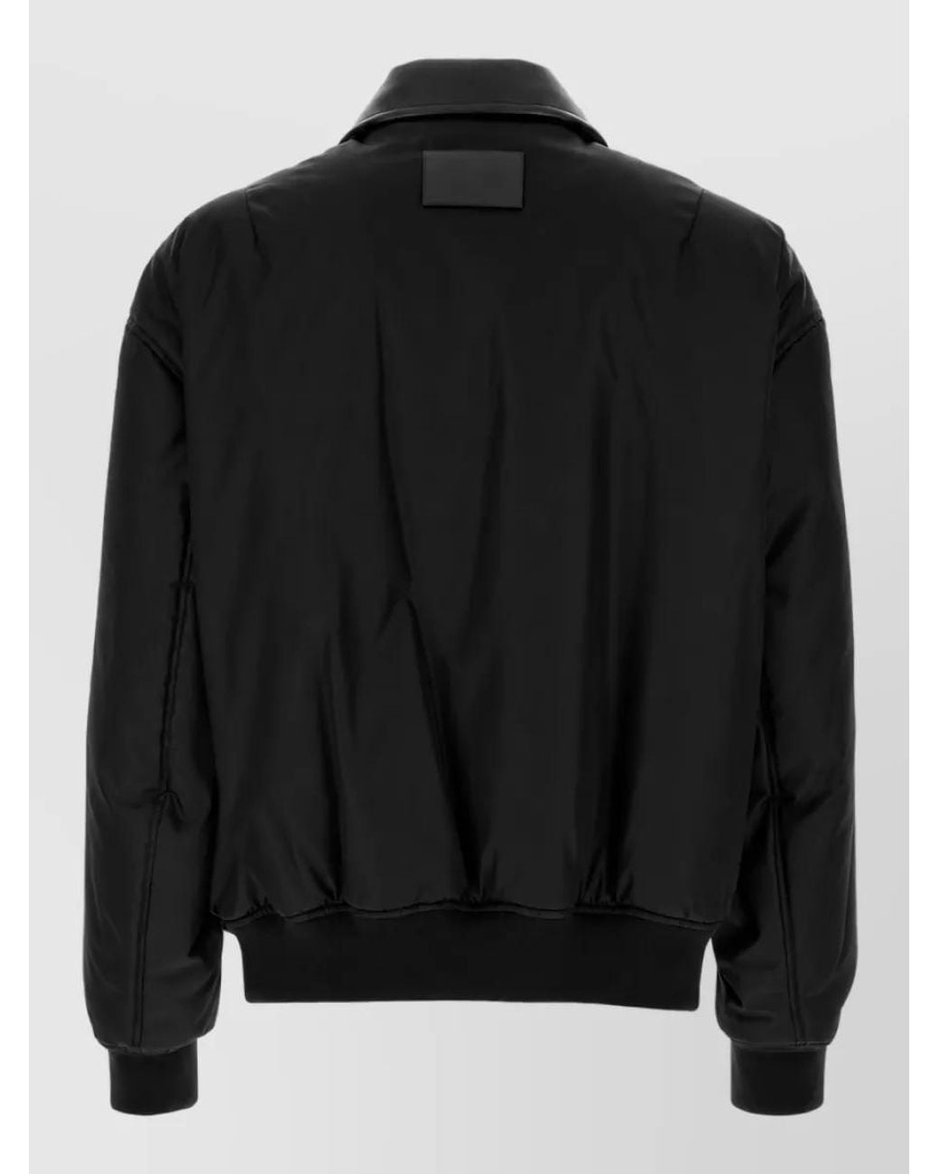 Balenciaga Black Leather Collar Padded Bomber Jacket for men