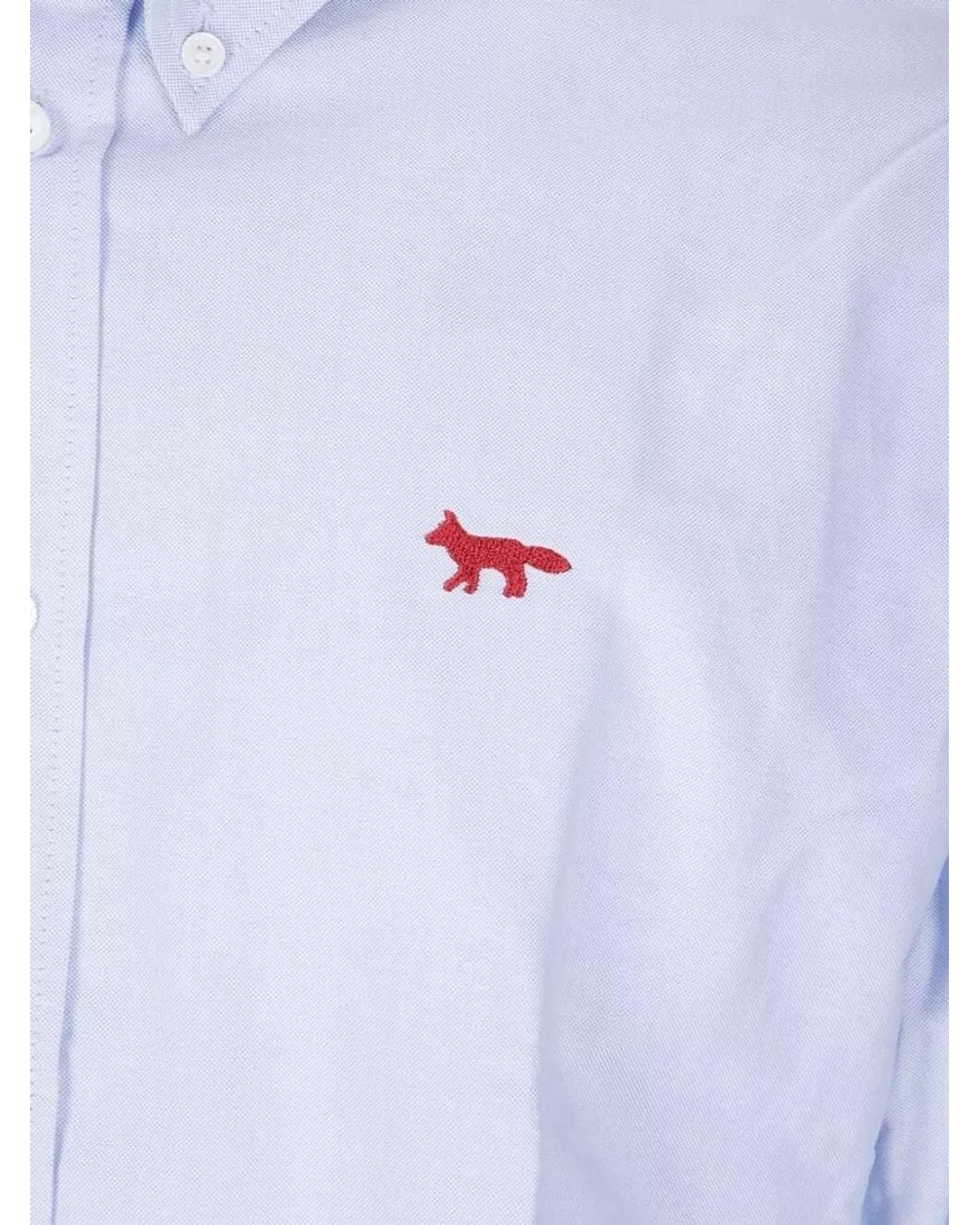 Maison Kitsuné Blue Cotton Long-Sleeve Regular-Fit Shirt for men