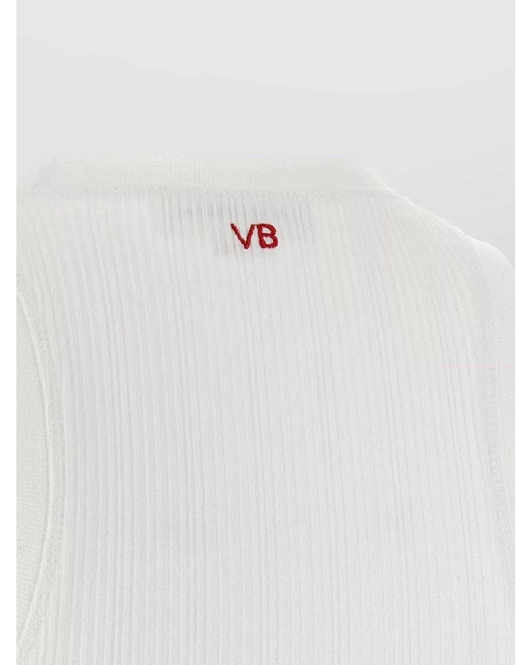 Victoria Beckham White Ribbed Cotton Tank Top