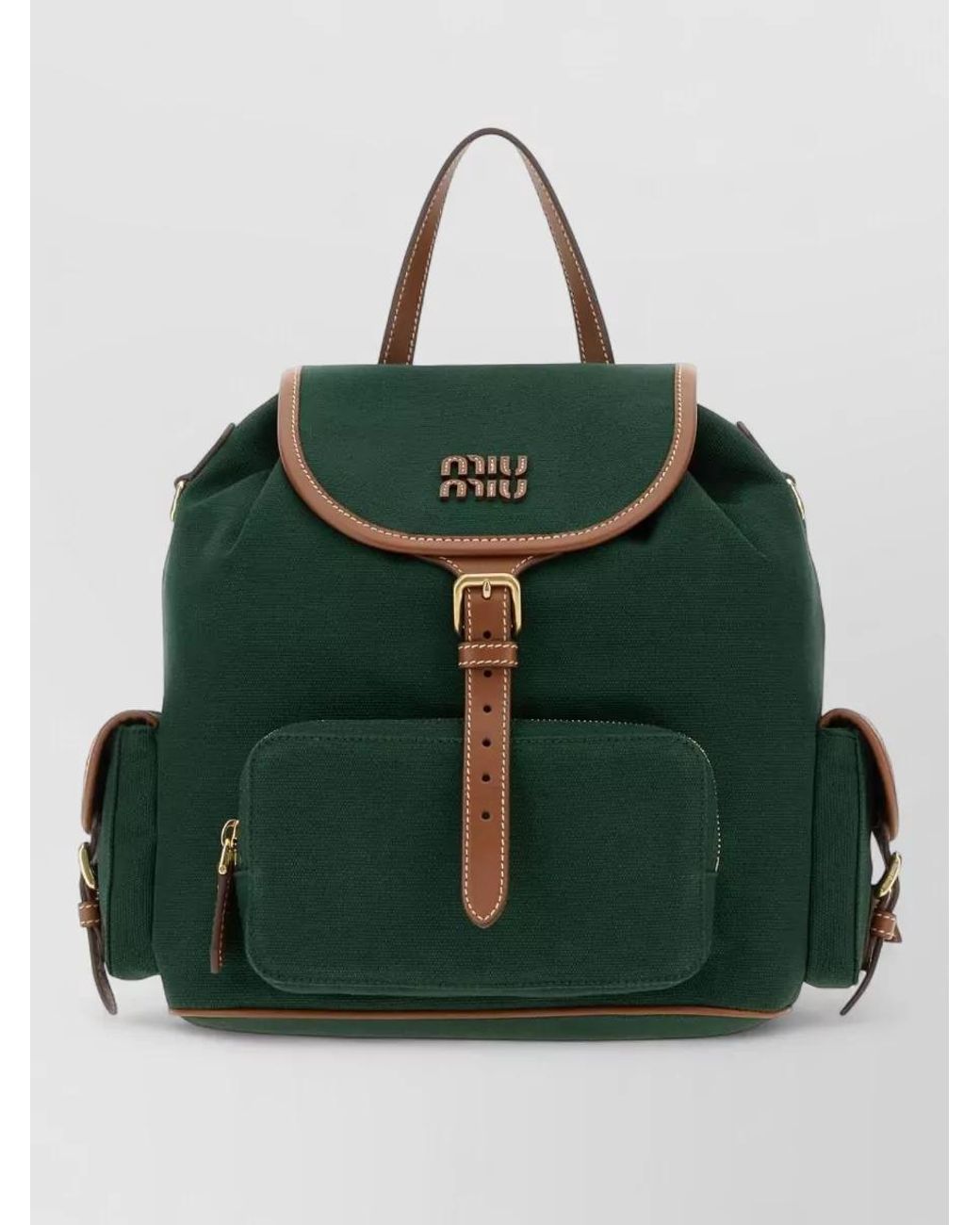 Miu Miu Green Na Canvas Backpack