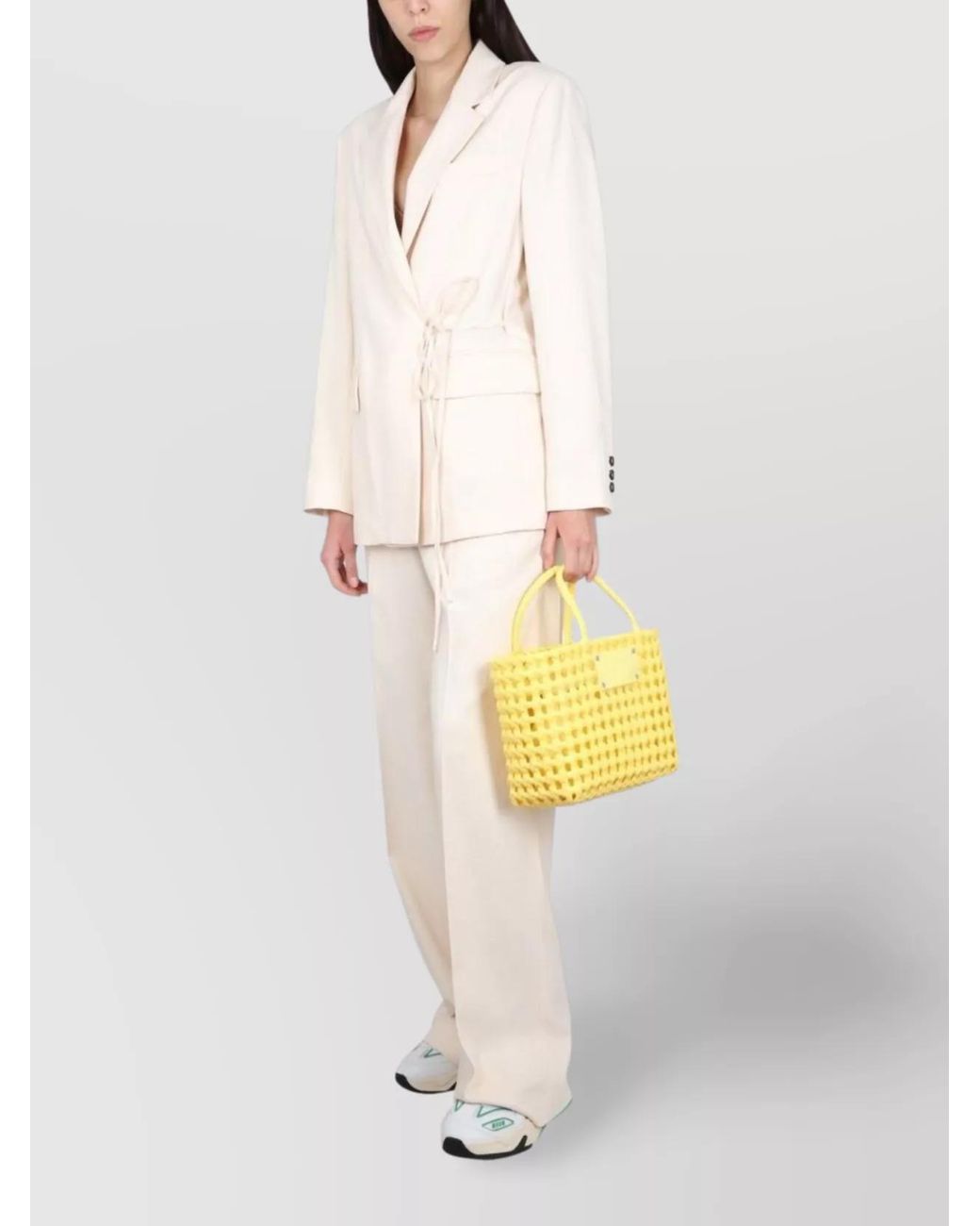MSGM White Viscose Drawstring Blazer