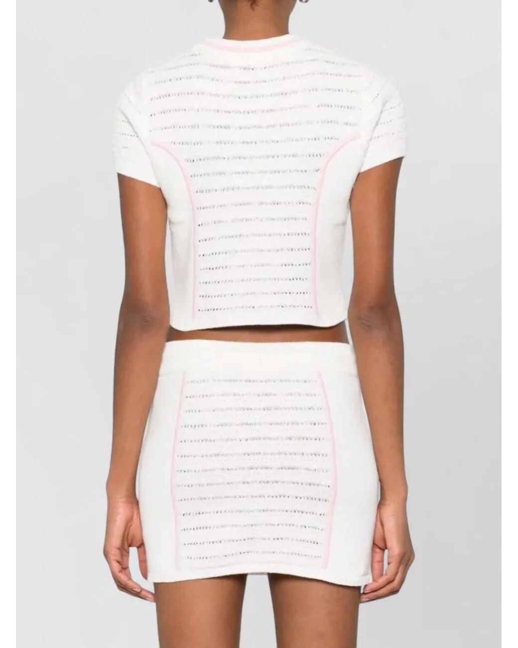 Casablanca White Cropped Logo-Trim Knitted Top