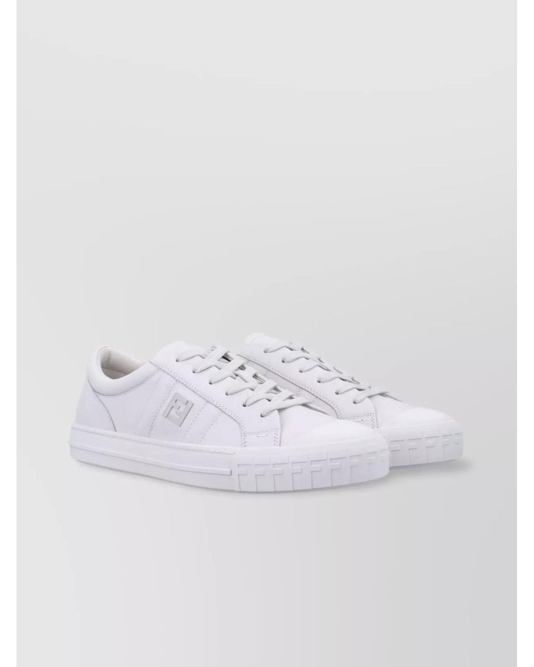 Fendi White Leather Domino Low-Top Sneakers for men