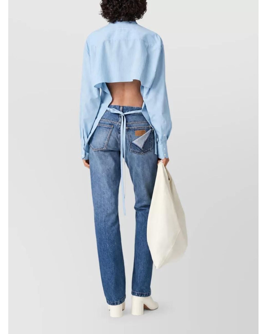 MM6 by Maison Margiela Blue Striped Open Back Shirt