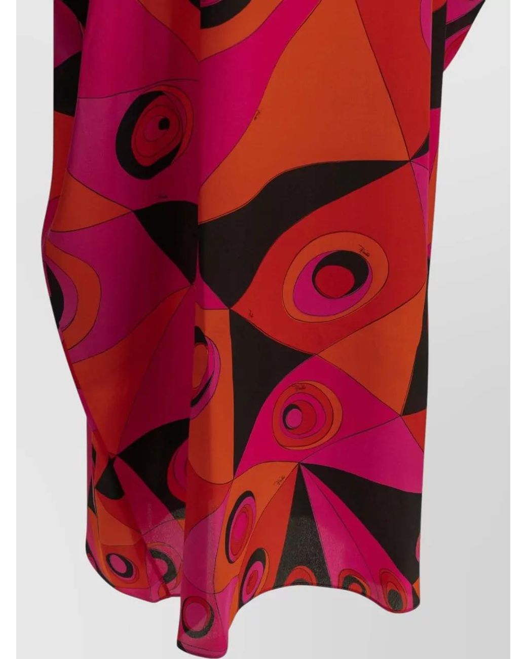Emilio Pucci Red Silk Printed V-Neck Long-Sleeve Caftan Dress