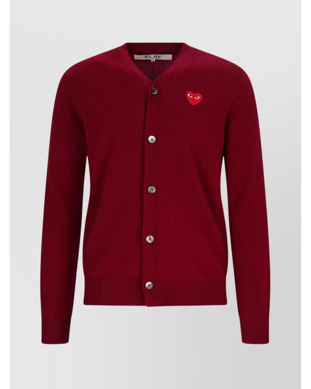 COMME DES GARÇONS PLAY Red Wool Crewneck Cardigan