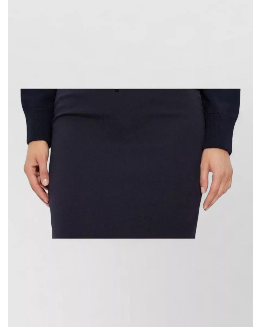 Max Mara Blue Wool Cropped Ribbed High Neck Cardigan