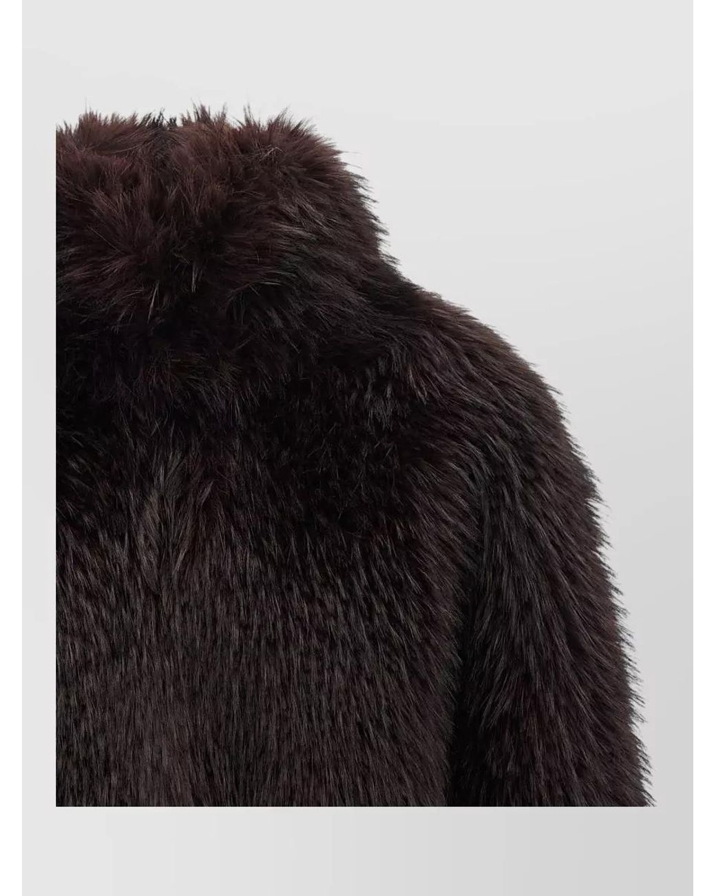 Pinko Black Faux Fur Cropped High Neck Coat