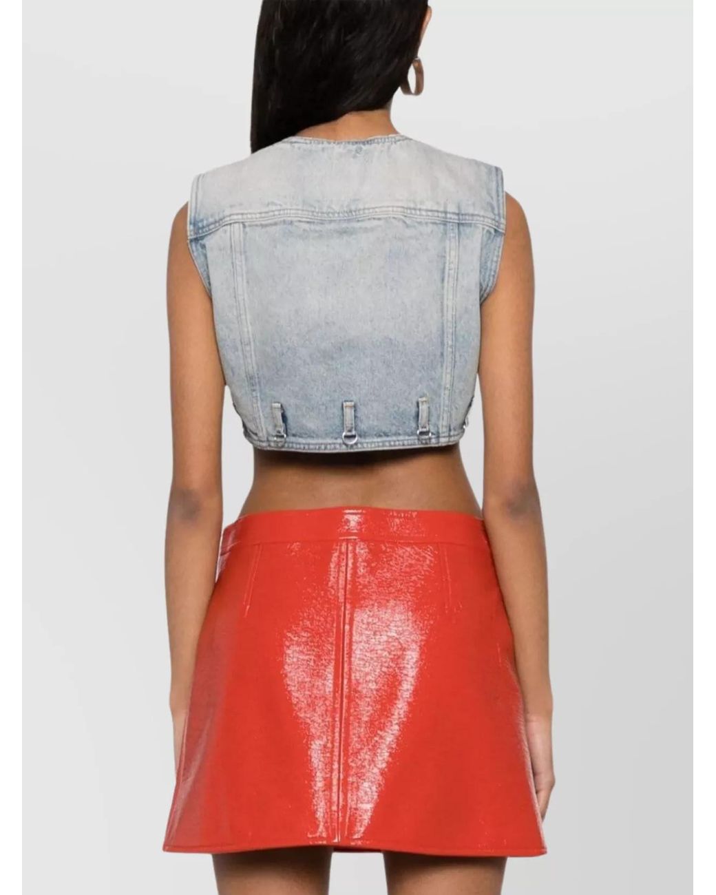Courreges Blue Denim Cropped Sleeveless Vest