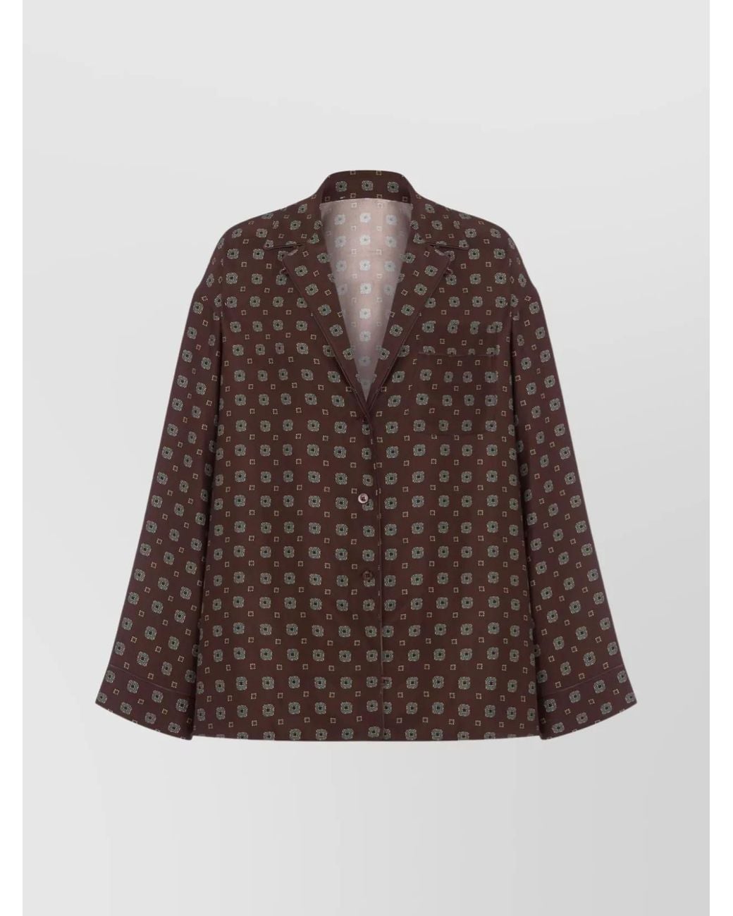 Moschino Brown Silk Printed Long-Sleeve Shirt