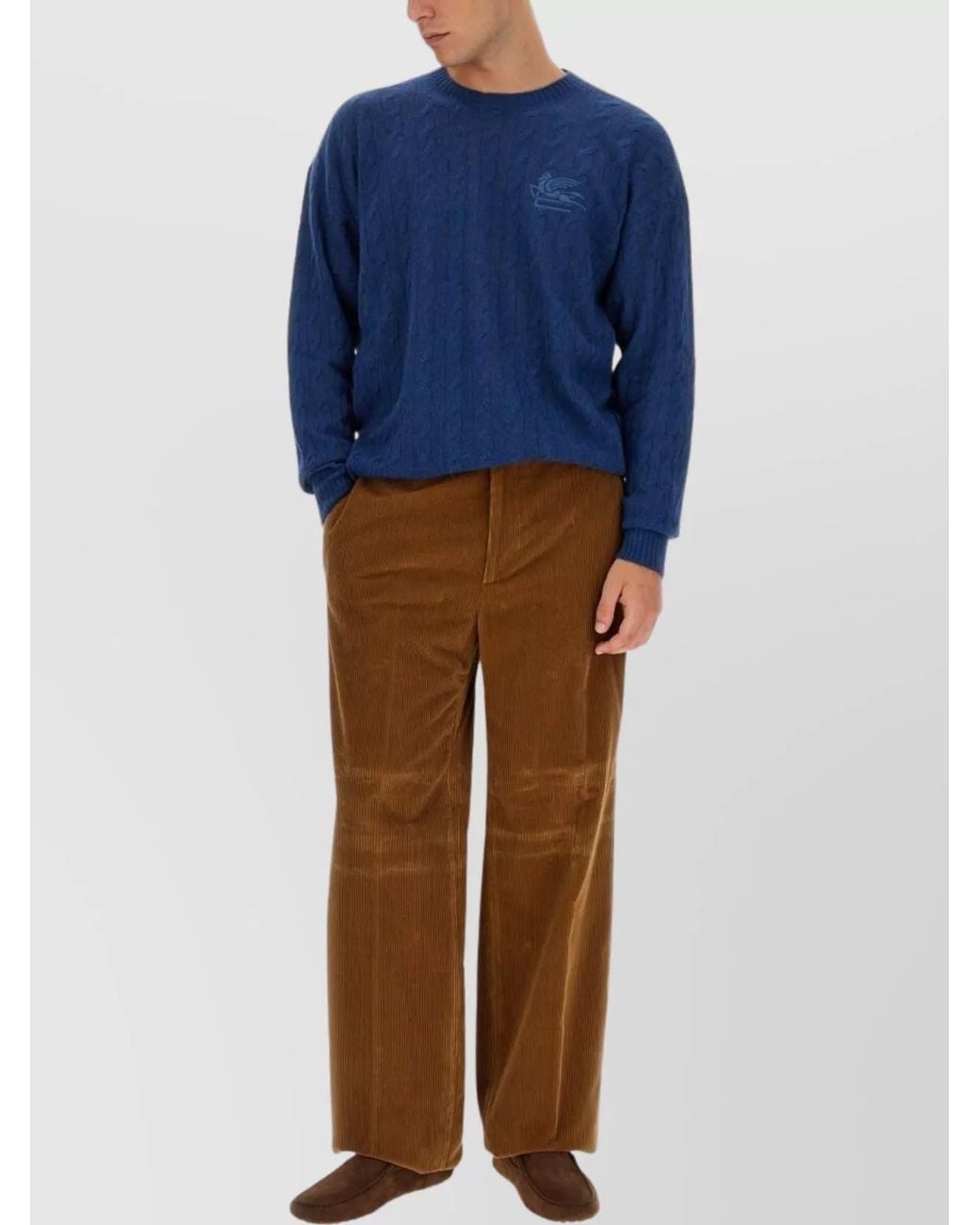 Etro Blue Cashmere Regular-Fit Jumper for men