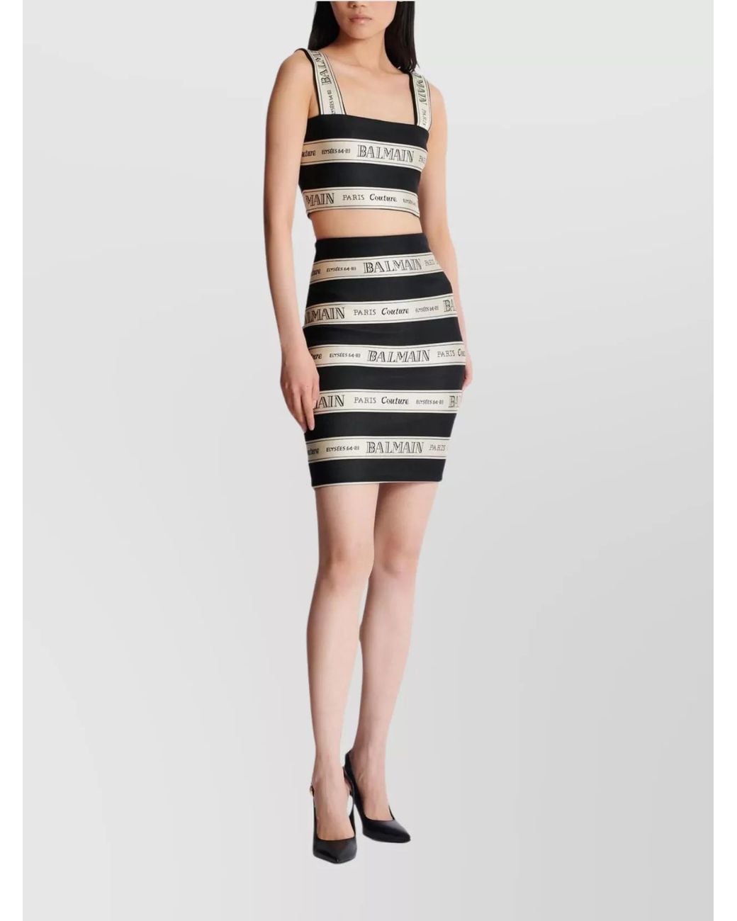 Balmain Black High-Rise Jacquard Mini Skirt