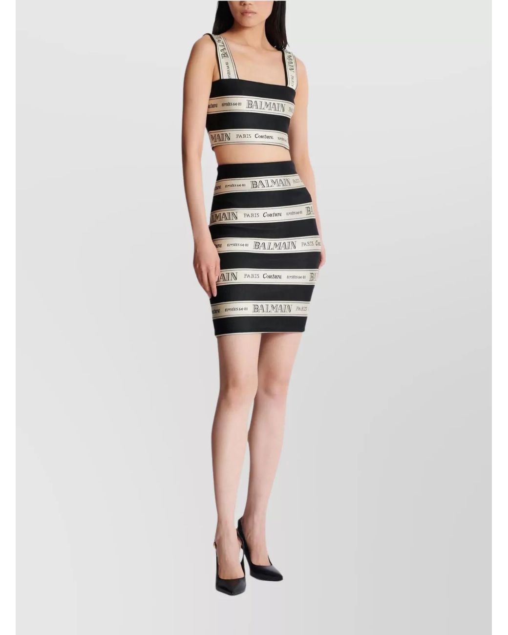 Balmain Black Jacquard High-Rise Mini Skirt