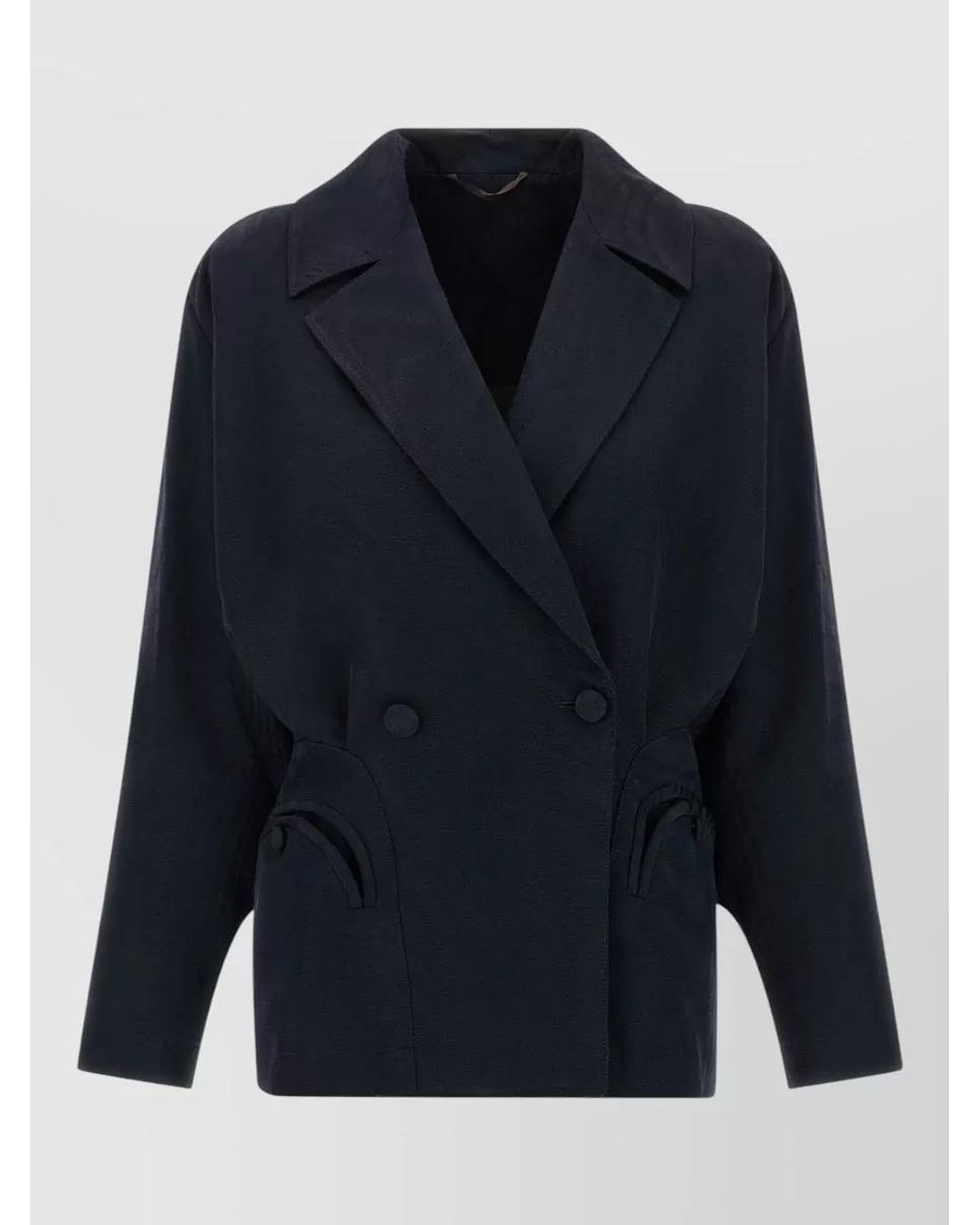Blazé Milano Blue Ribbed Double-Breasted Blazer