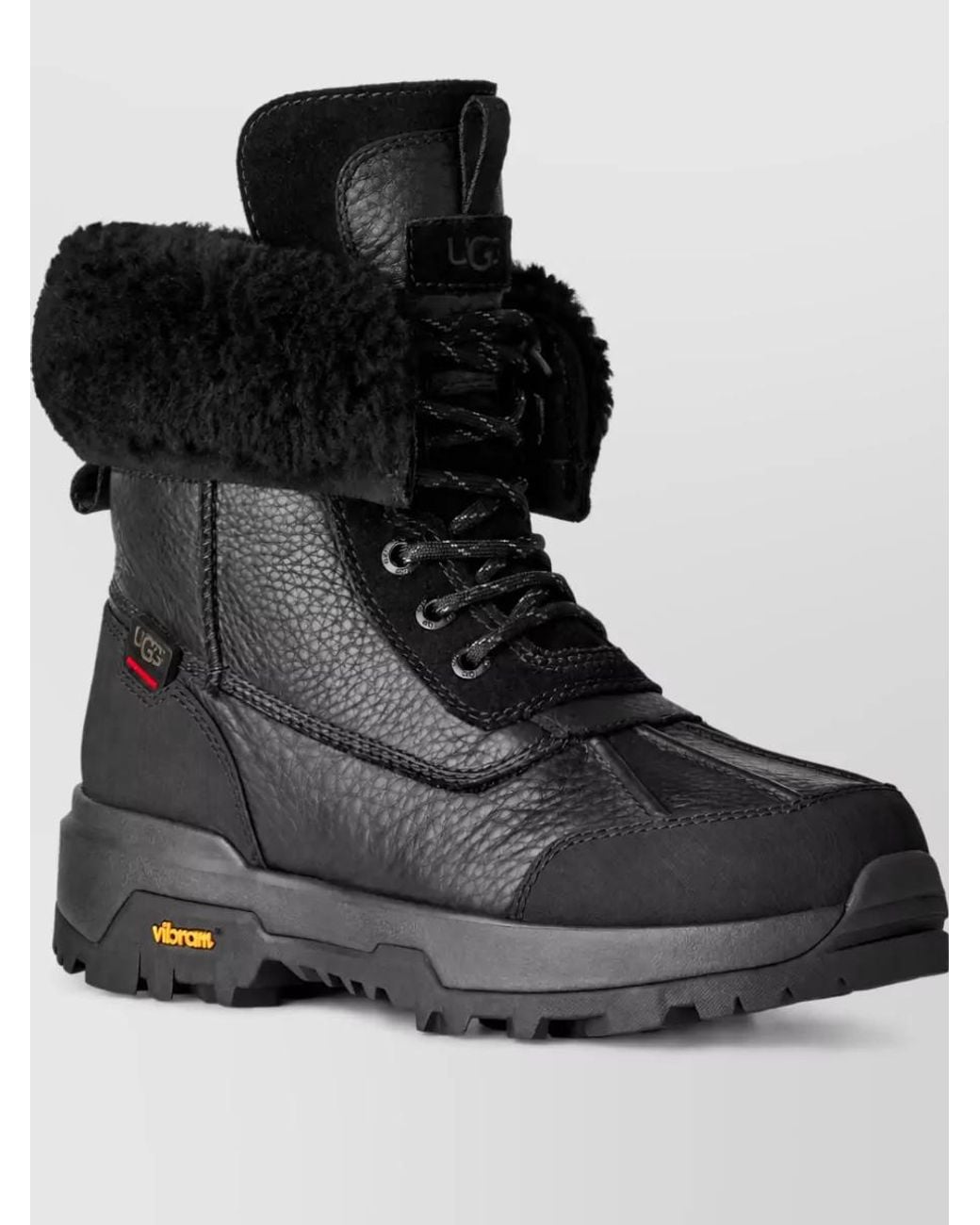 Ugg Black Leather Lace-Up Boots