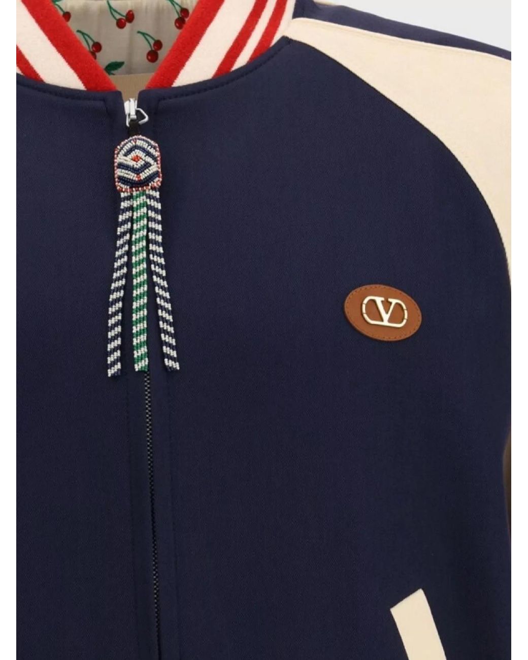 Valentino Blue Wool And Cotton Bomber Jacket for men