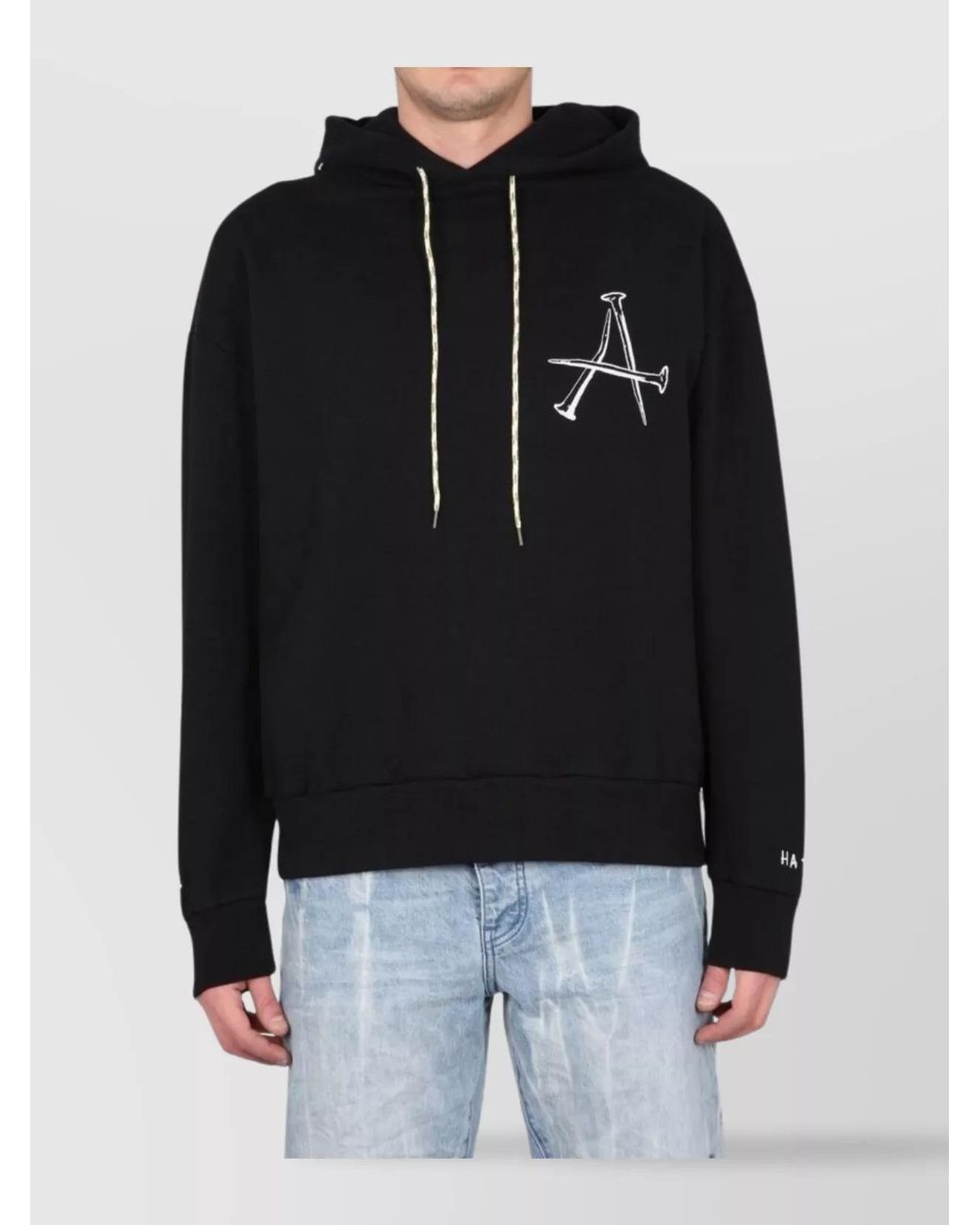 Aries Black Printed Cotton Hoodie for men