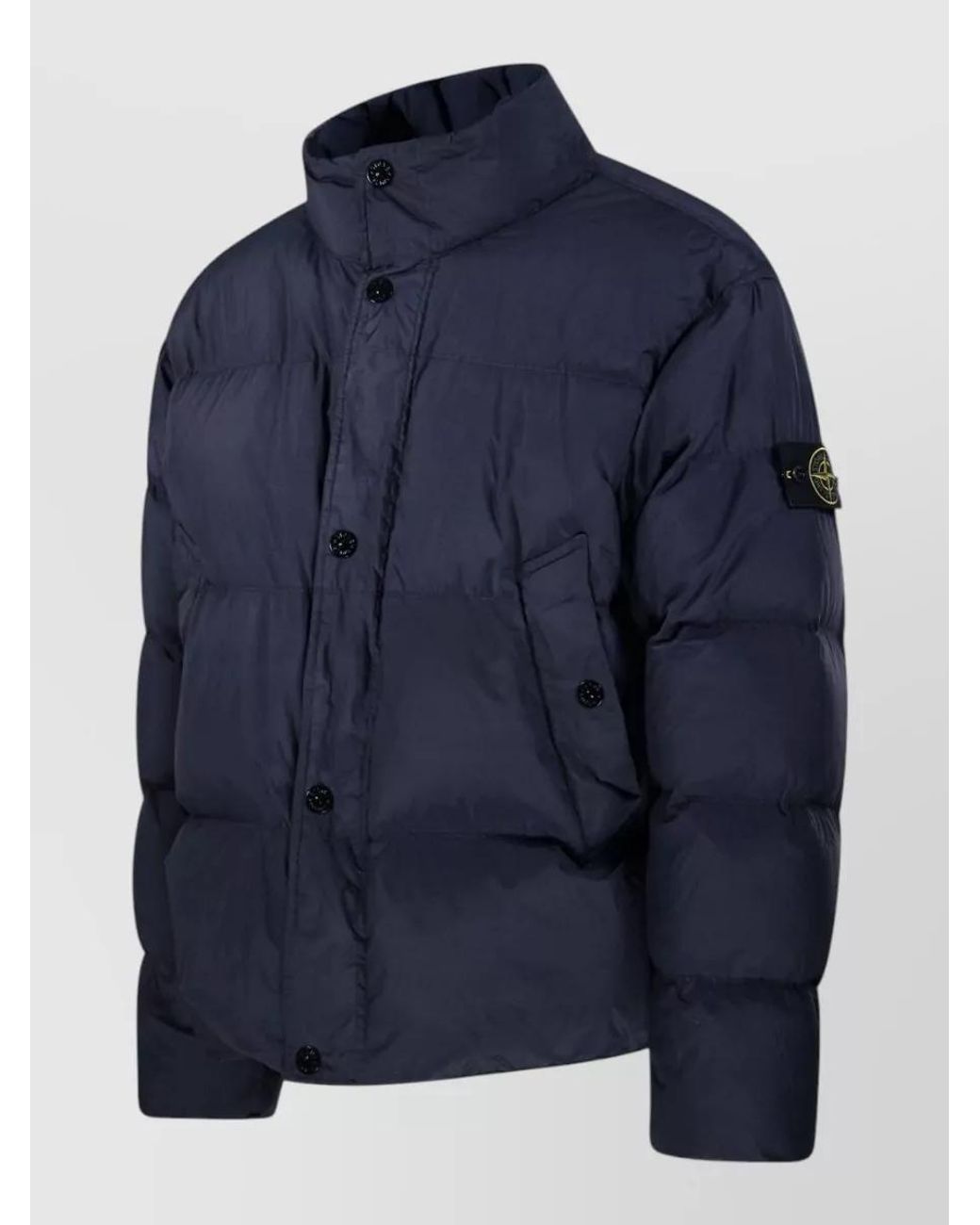 Stone Island Blue Quilted High-Neck Puffer Jacket for men