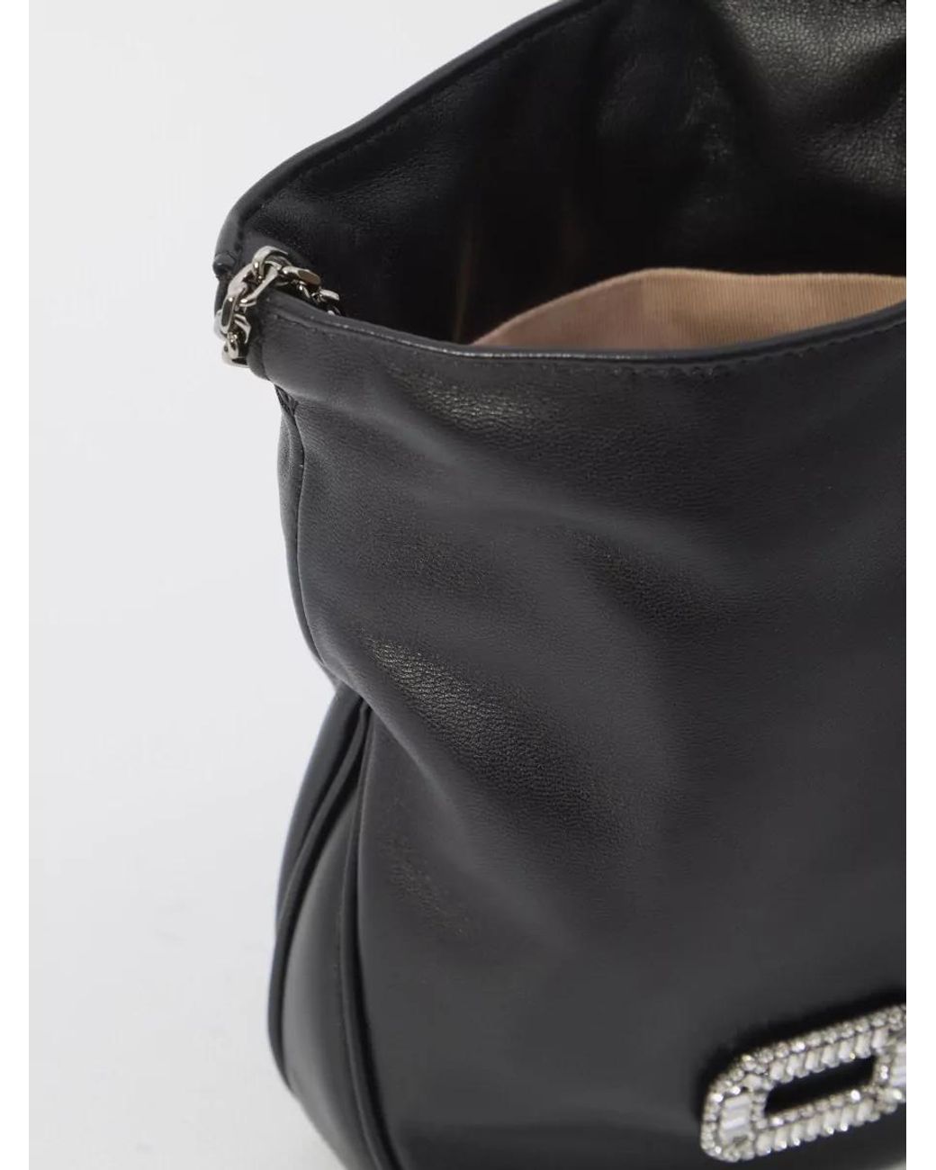 Roger Vivier Black Calfskin Crystal-Embellished Crossbody Bag