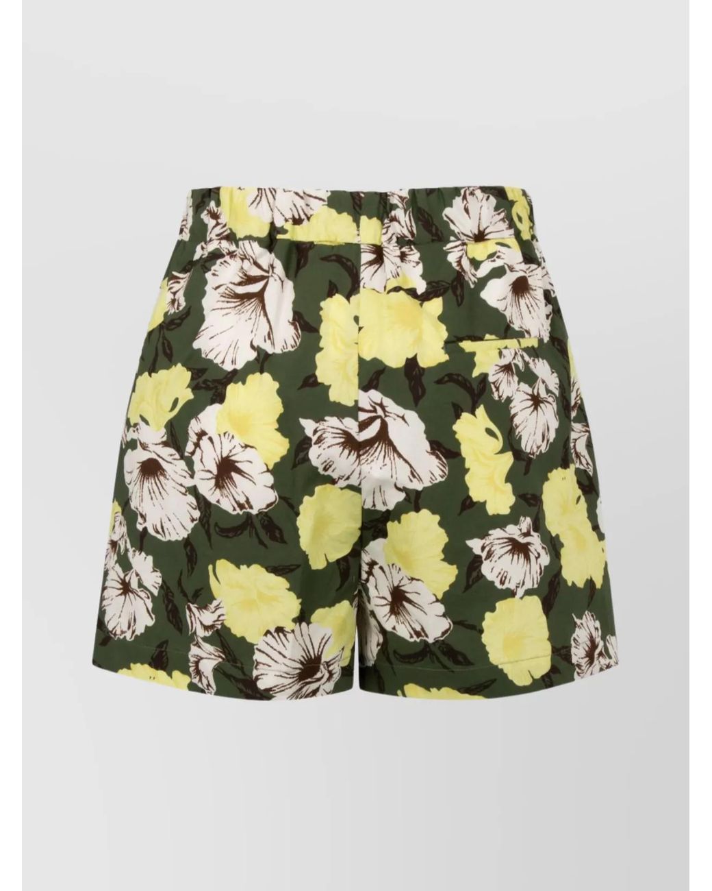 MSGM Green Floral Cotton Shorts