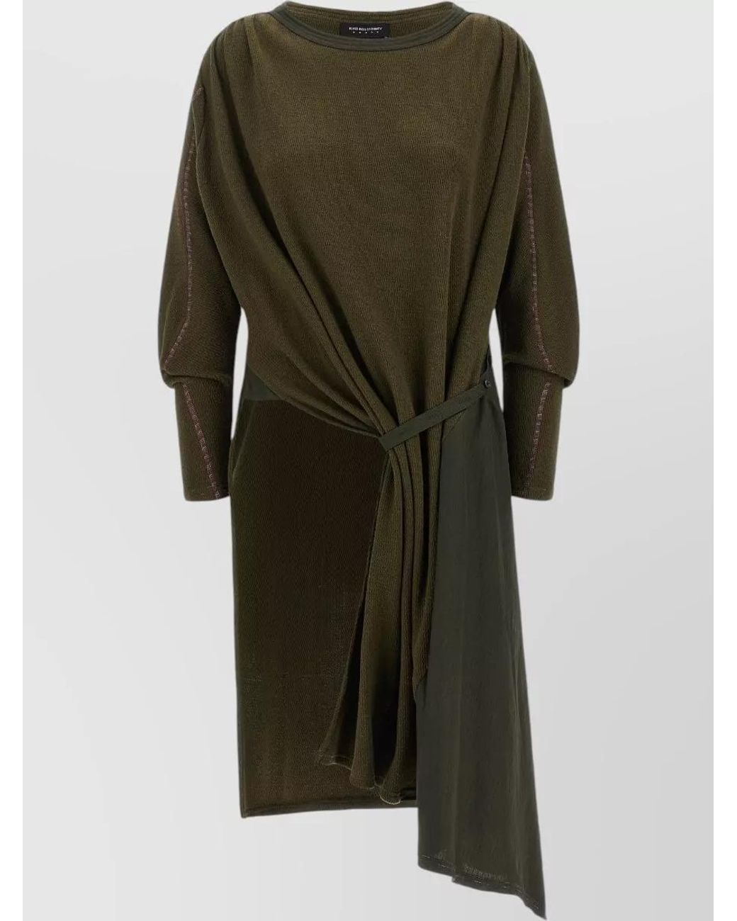 Kiko Kostadinov Green Textured Asymmetric Long-Sleeve Dress