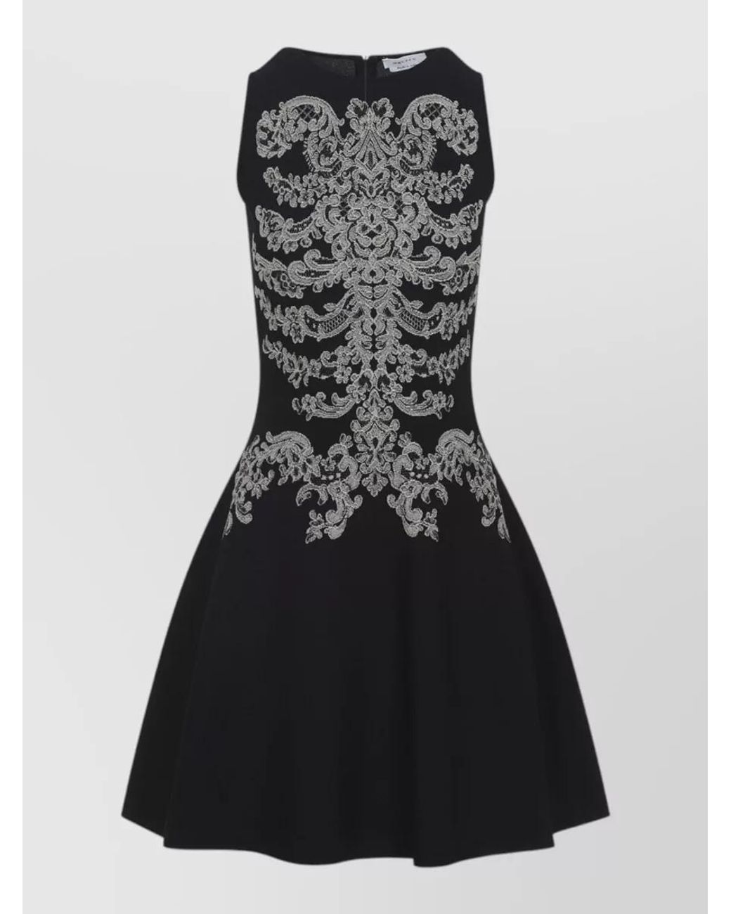 McQueen Black Lace Ribcage Jacquard Mini Dress
