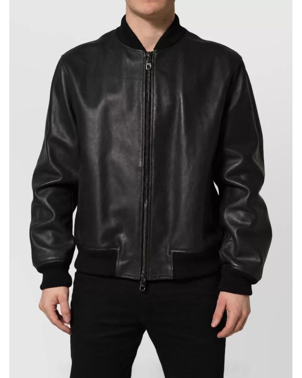 Dolce & Gabbana Black Leather Biker Jacket for men