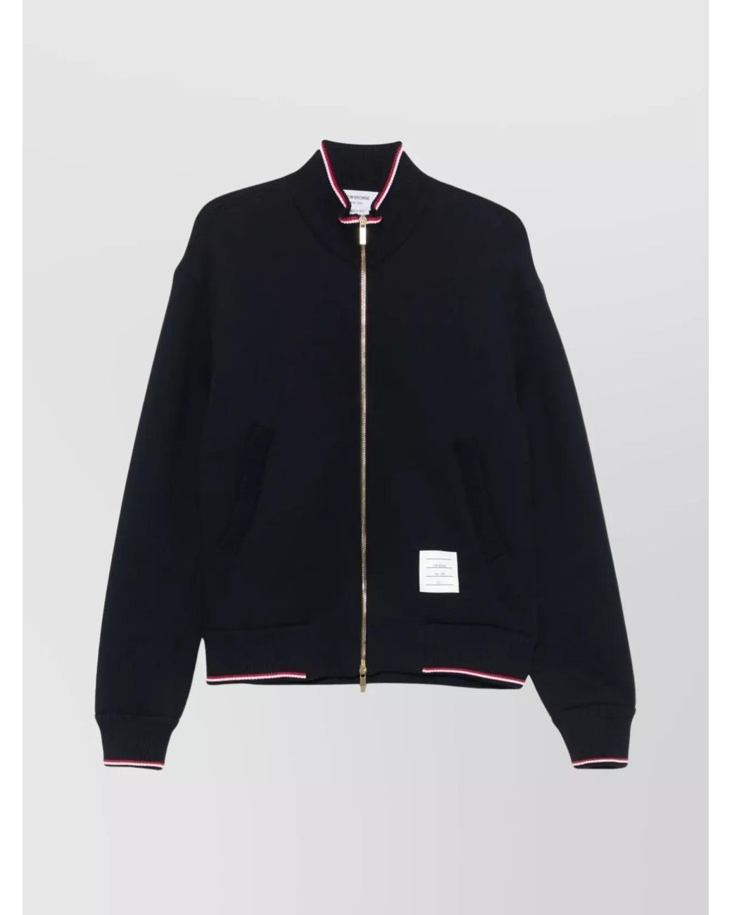 Thom Browne Blue Cotton Oversized Funnel Neck Bomber Jacket for men