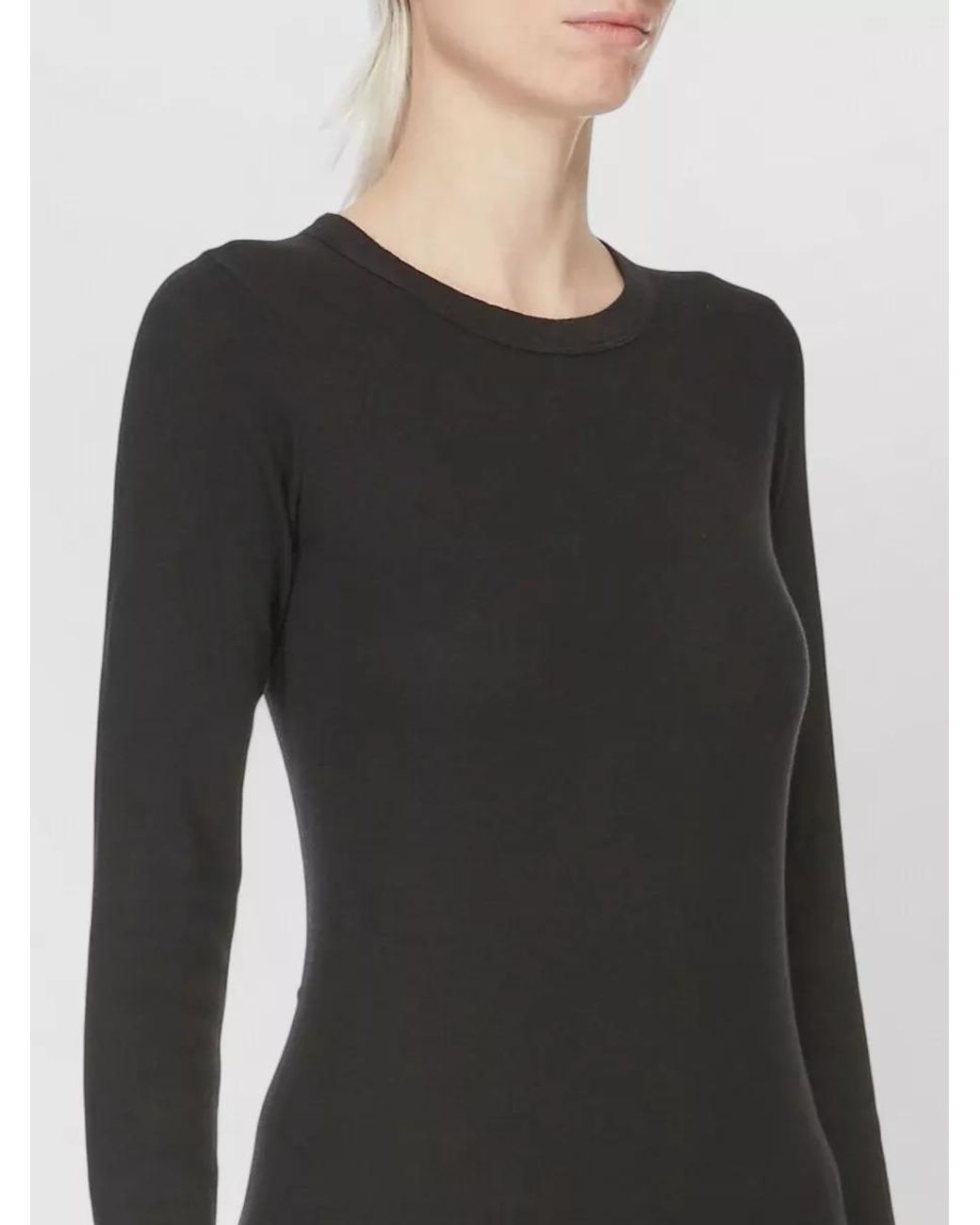 Rick Owens Black Cotton Long Sleeve T Shirt