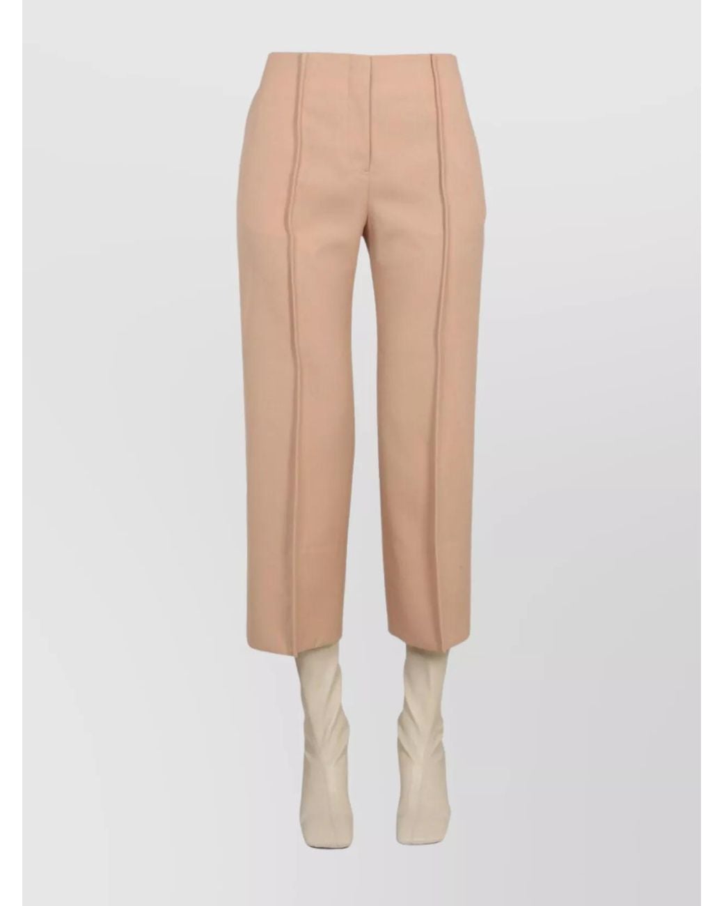 Jil Sander White Wool Cropped Trousers