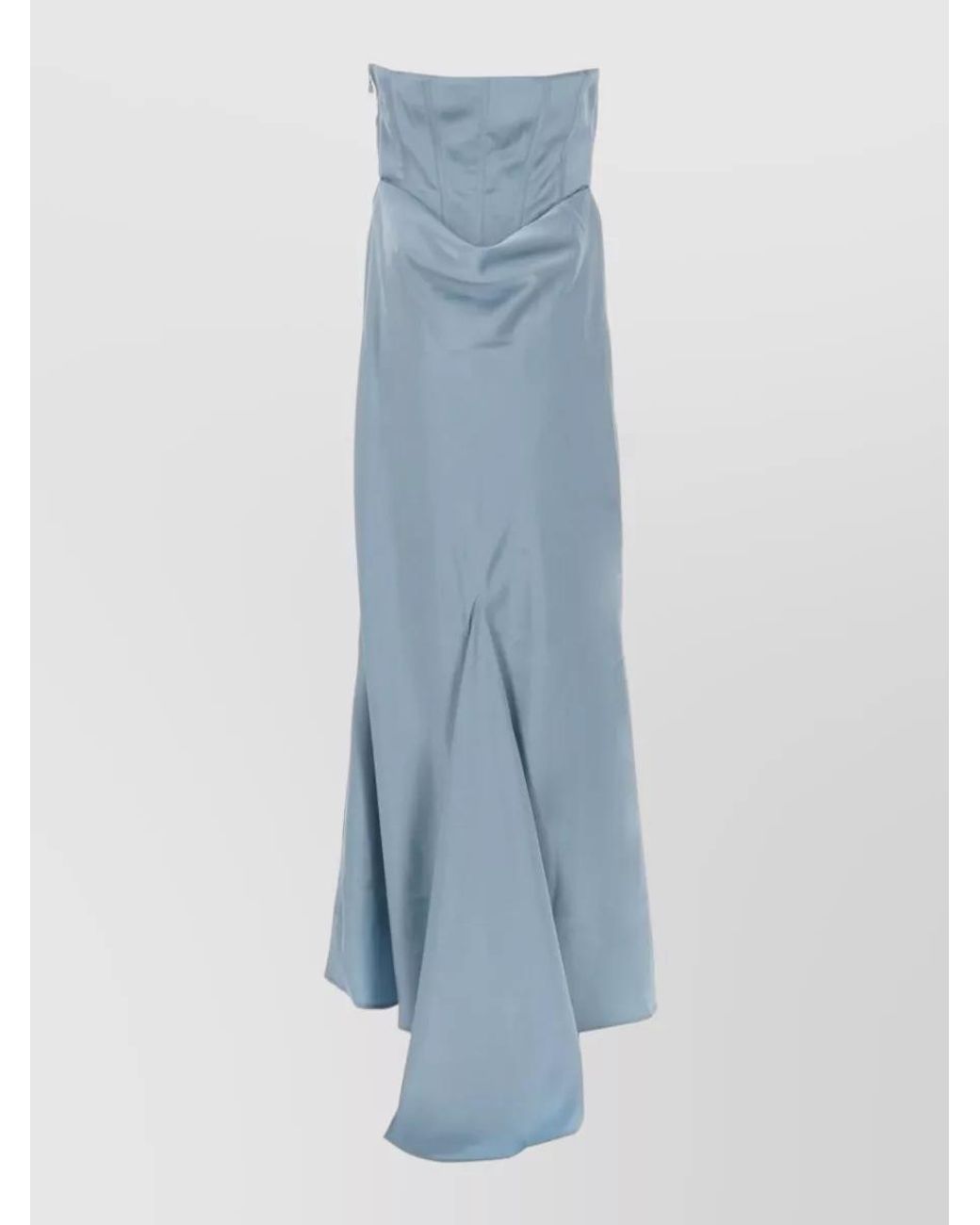 ROTATE BIRGER CHRISTENSEN Blue Satin Corset Maxi Dress