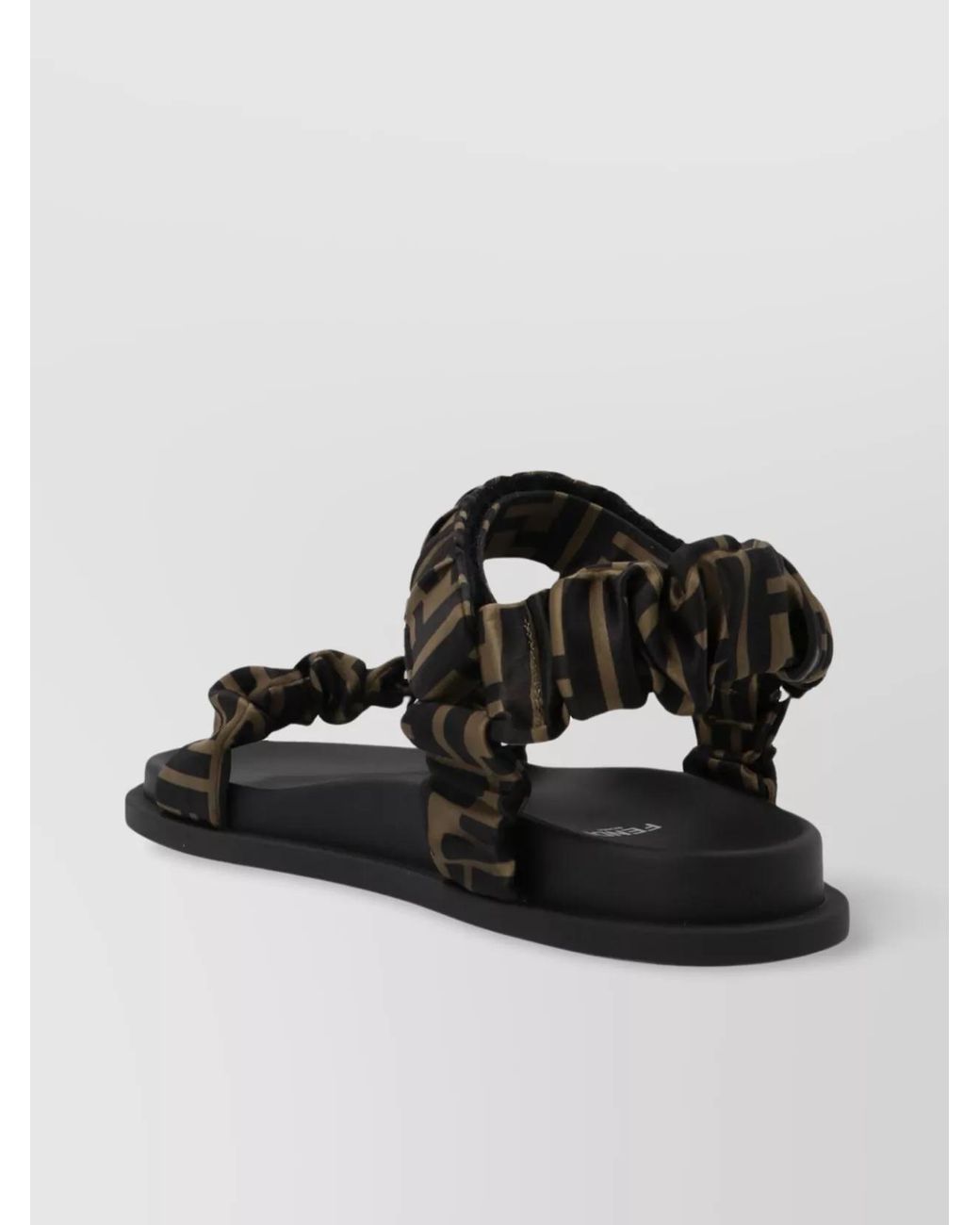 Fendi Black Logo Satin Ruched Sandals