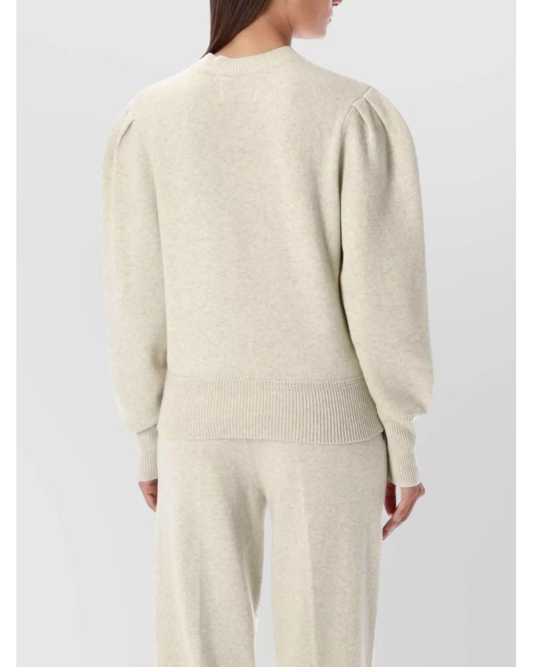 Isabel Marant Natural Ribbed Logo-Embroidered Sweater