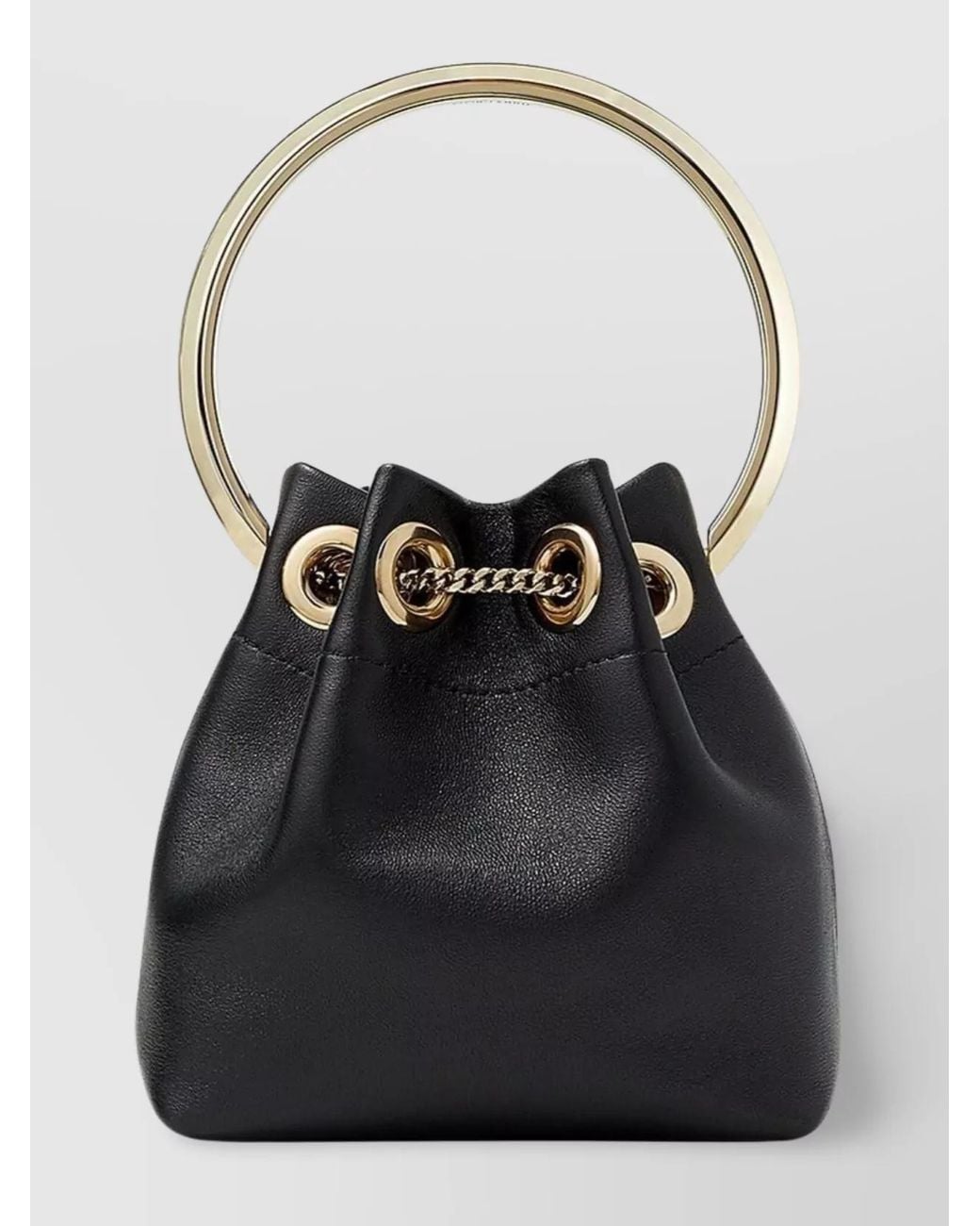 Jimmy Choo Black Bon Bon Micro Leather Bucket Bag
