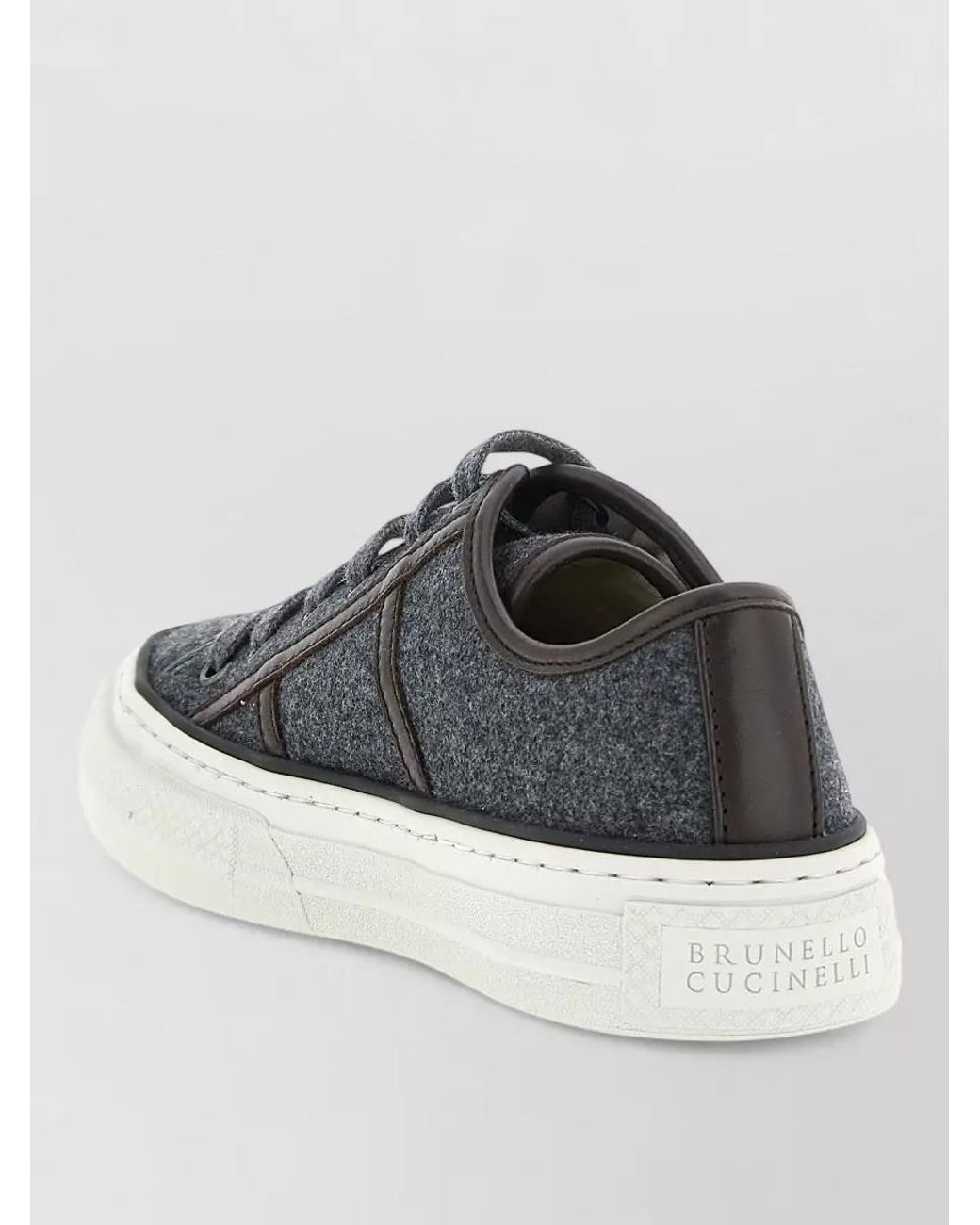 Brunello Cucinelli Gray Suede Leather Low-Top Lace-Up Sneakers