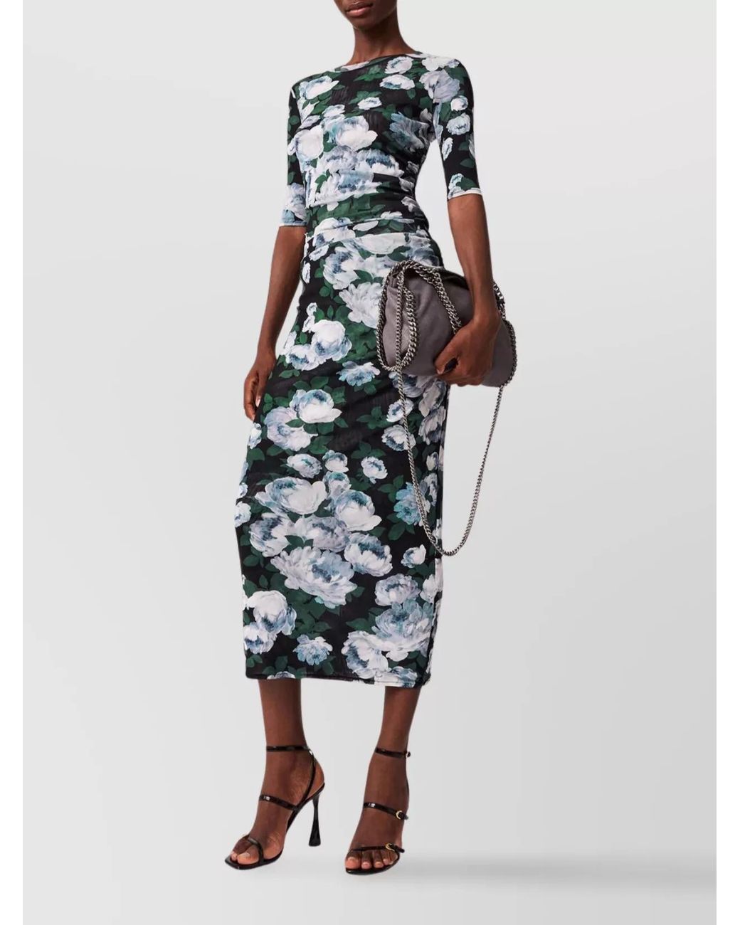 Stella McCartney Green Floral Print Mesh Top