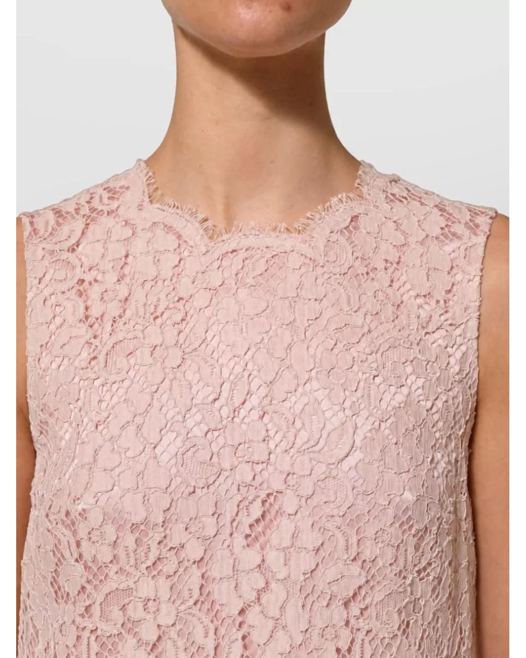 Dolce & Gabbana Pink Cotton Floral Lace Sleeveless Mini Dress