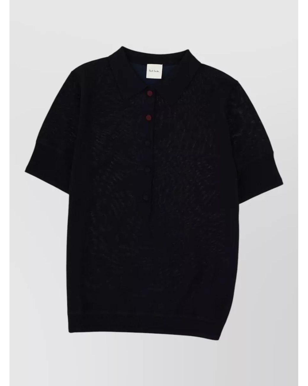 Paul Smith Black Merino Wool Polo Knitted Top