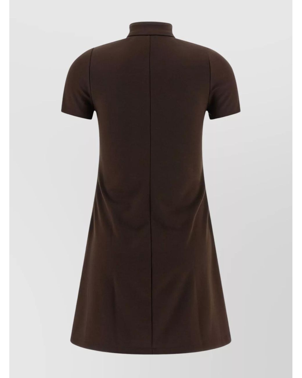 Courreges Brown Polyester Mockneck Zip Mini Dress