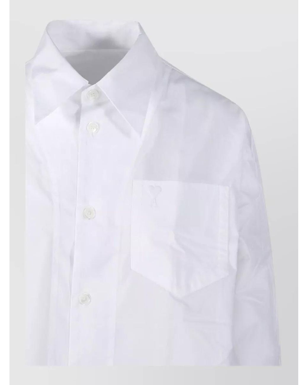 AMI White Cotton Wide Shirt Dress
