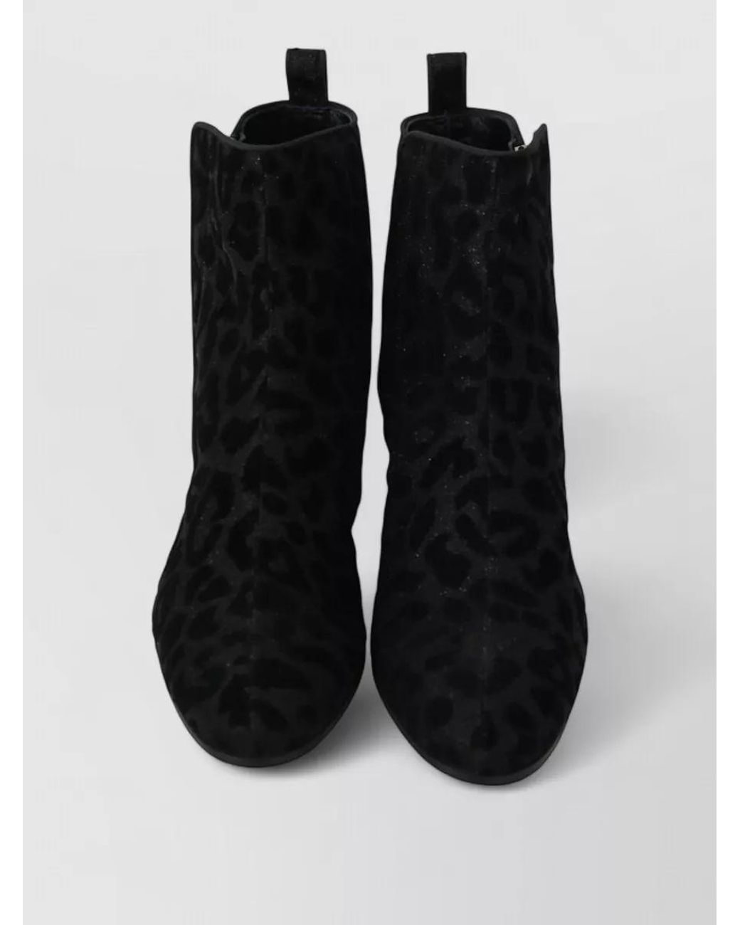 Dolce & Gabbana Black Leopard-Print Ankle Boots