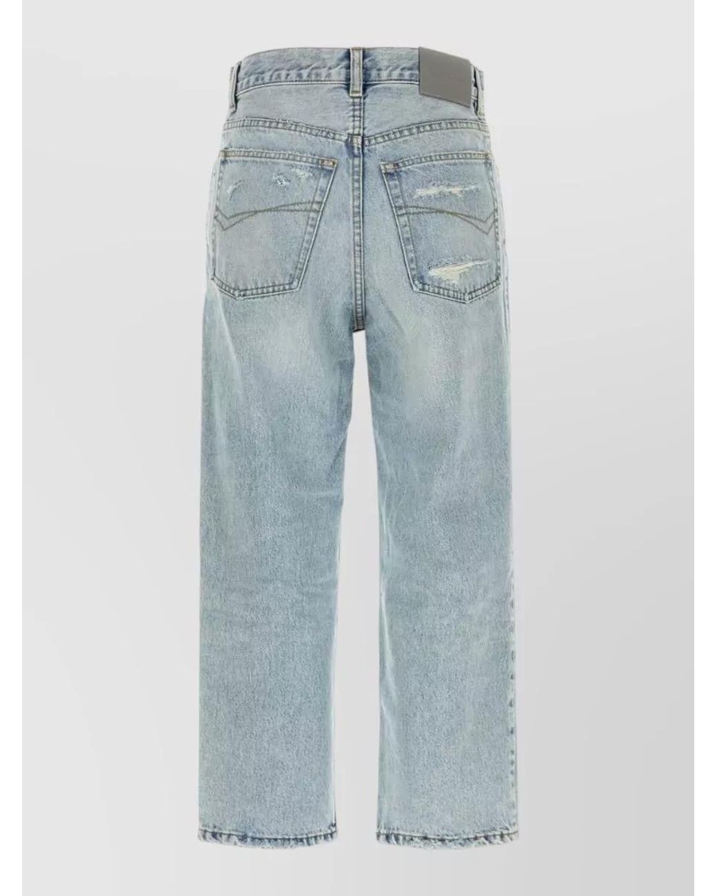 Balenciaga Blue Denim Distressed Mid-Rise Capri Jeans