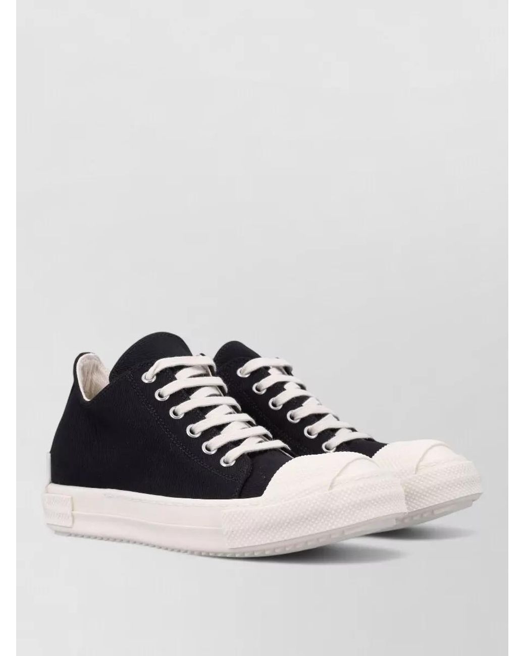 Rick Owens White Cotton Low-Top Lace-Up Sneakers