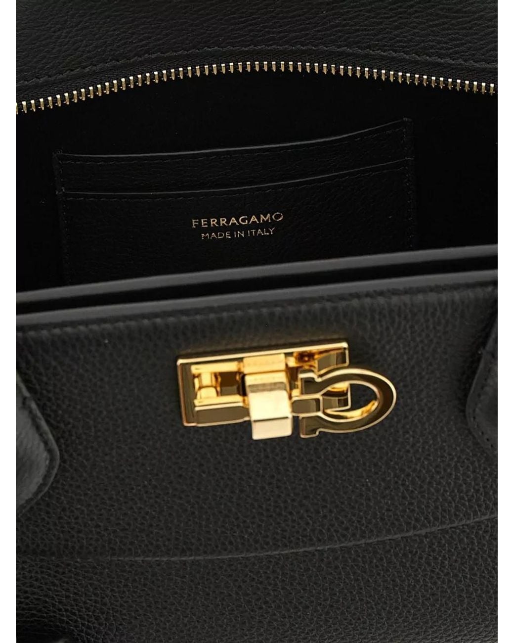 Ferragamo Black The Studio Soft Medium Leather Tote Bag
