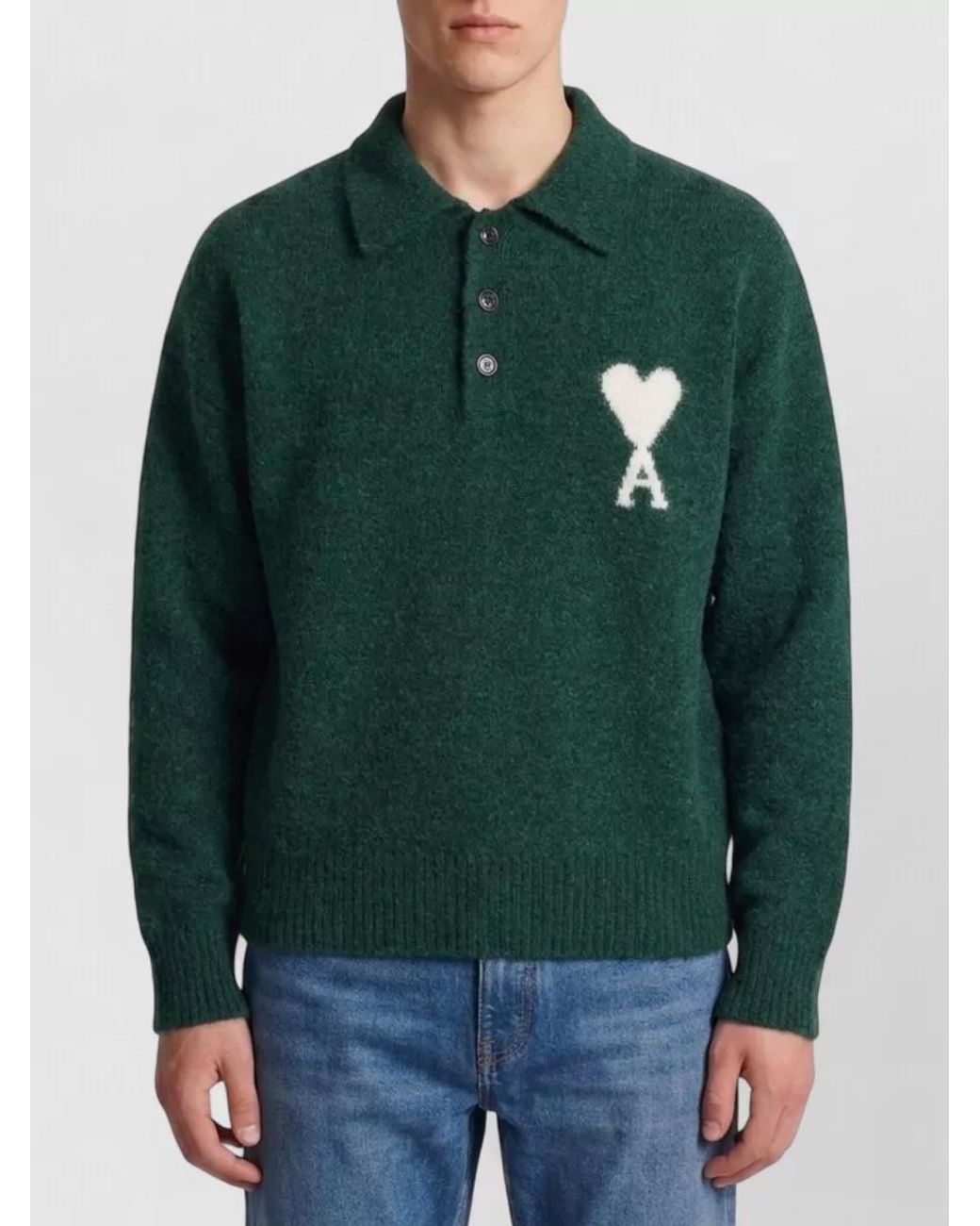 AMI Green Ami De Coeur Polo Shirt for men