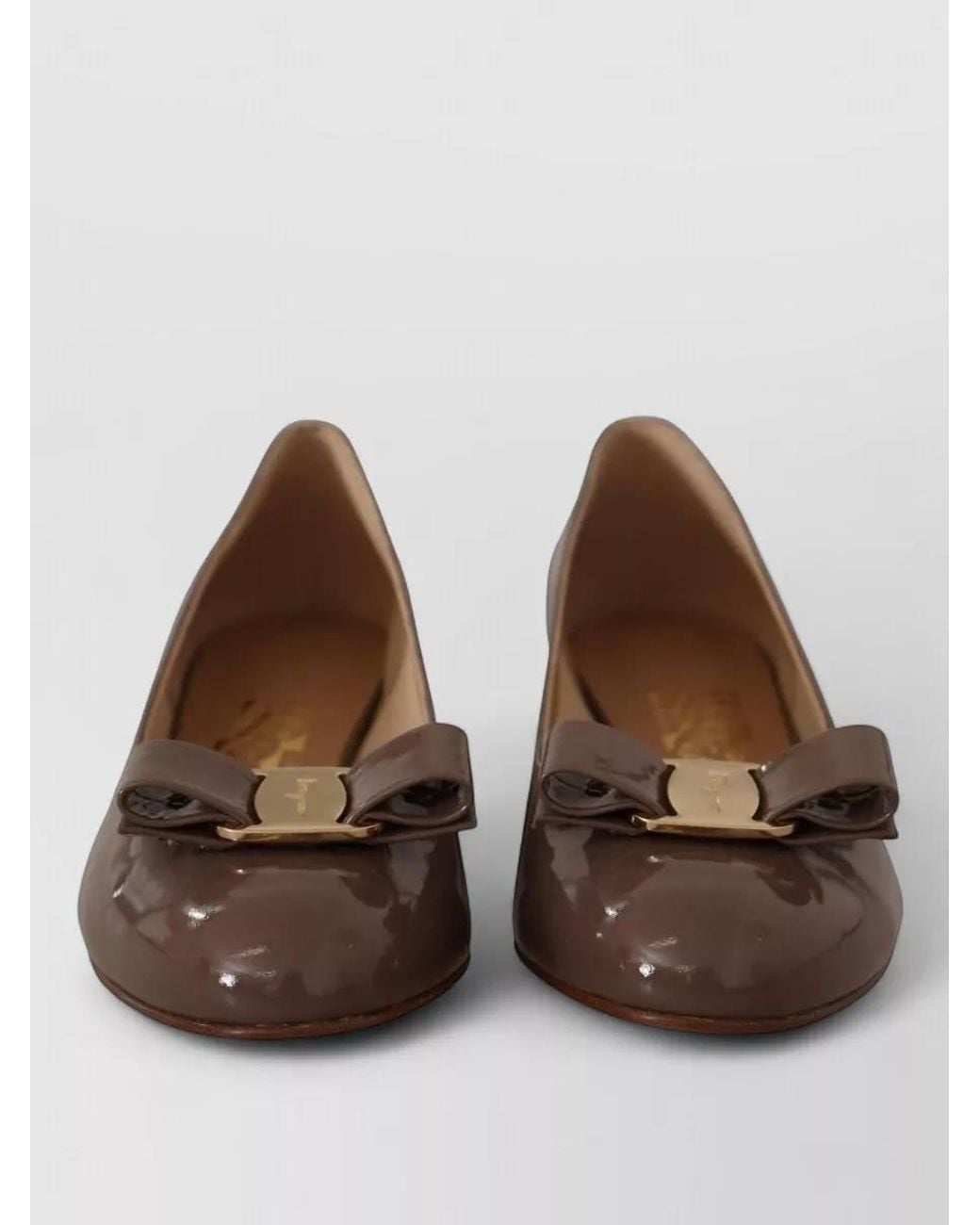 Ferragamo Brown Leather Ballerina Shoes