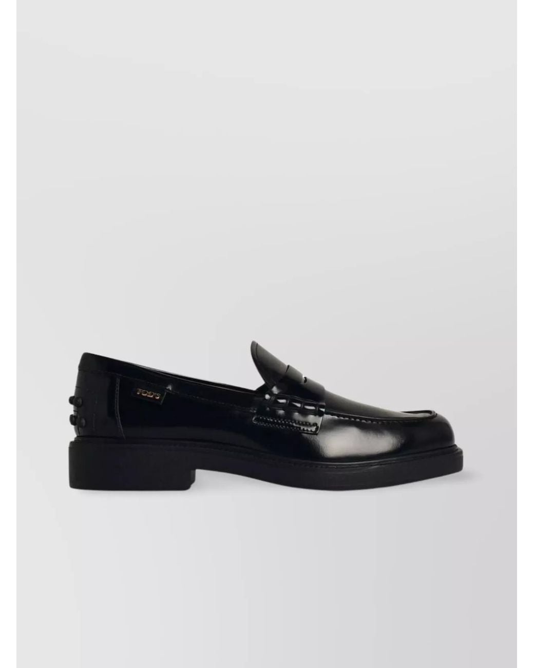 Tod's Black Leather Penny Loafers