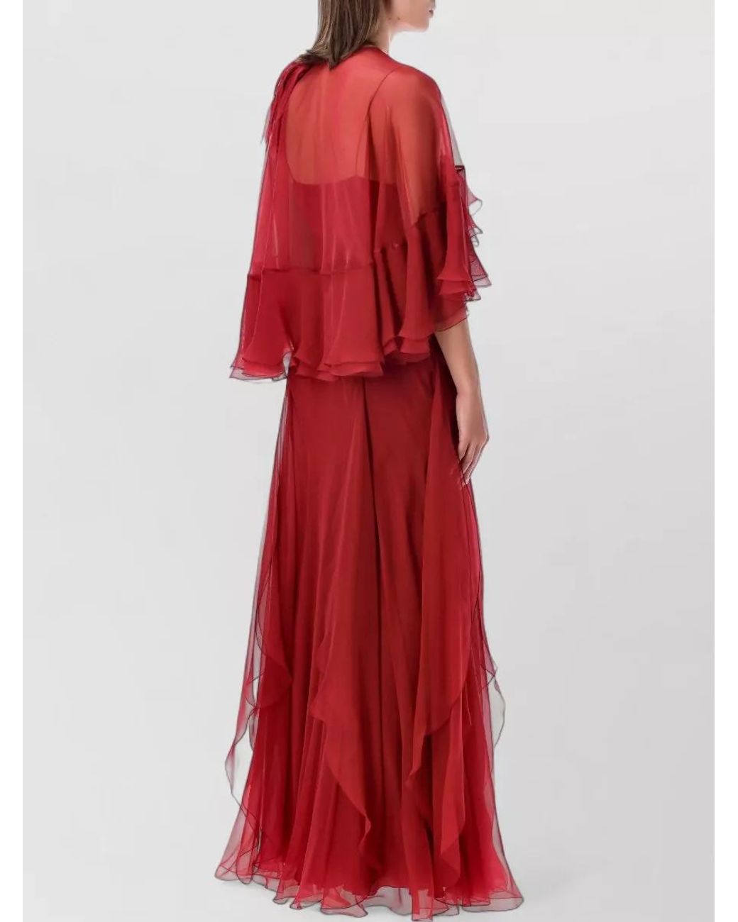 Alberta Ferretti Red Silk Maxi Dress