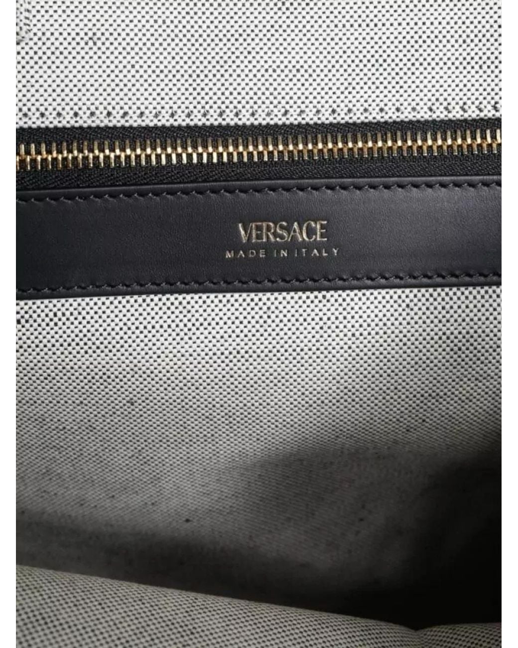 Versace White La Medusa Leather Tote Bag