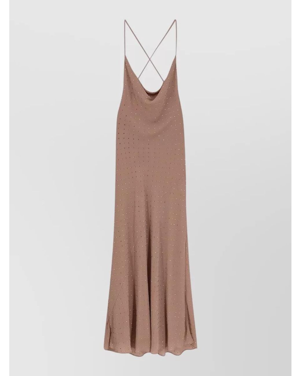 Pinko White Rhinestone-Embellished Draped Open-Back Midi Dress